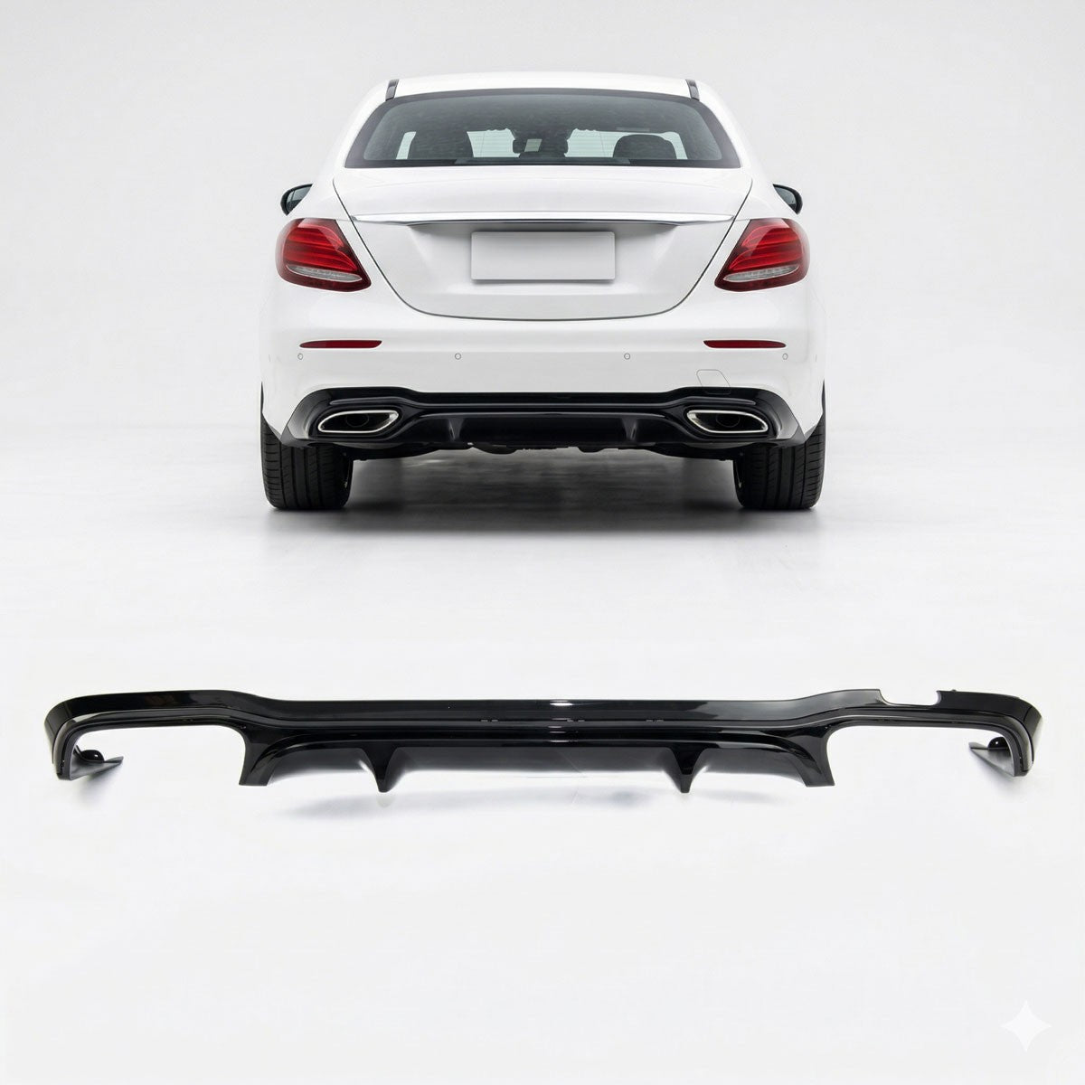 Heckstoßstange Diffusor Hochglanz Schwarz Rund passend für Mercedes E-Klasse W213 2016-2023