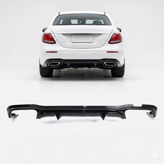 Heckstoßstange Diffusor Hochglanz Schwarz Rund passend für Mercedes E-Klasse W213 2016-2023
