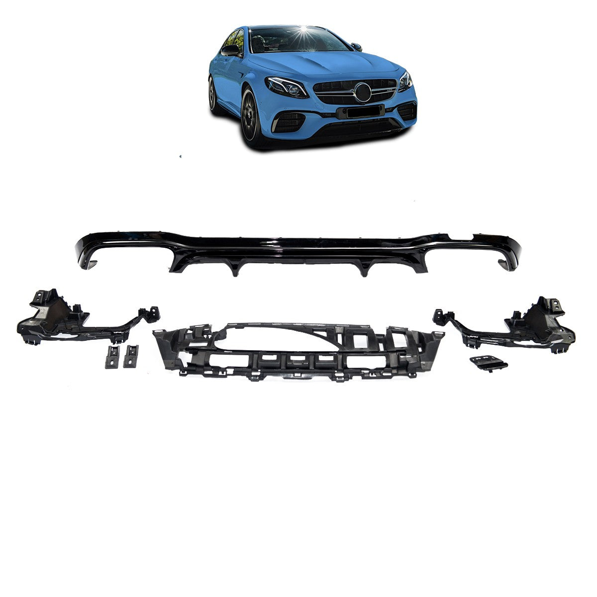 Heckstoßstange Diffusor Hochglanz Schwarz passend für Mercedes E-Klasse W213 2016-2023