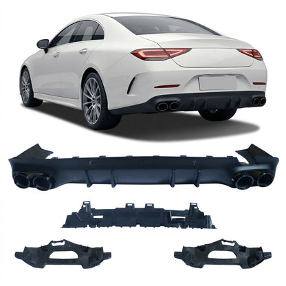 Heckstoßstange Diffusor mit schwarzen Endrohren passend für Mercedes CLS C257 2018-Heute