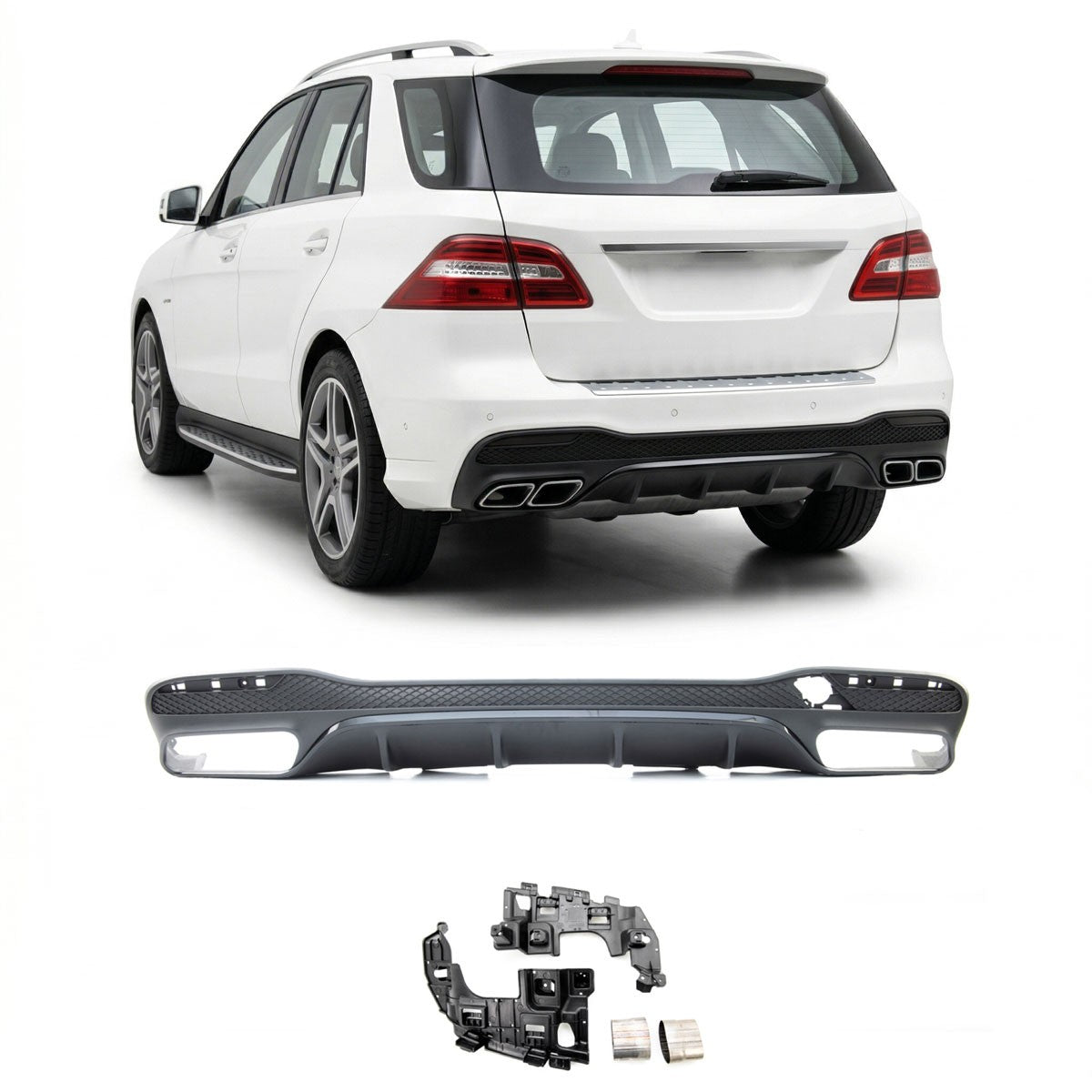 Heckdiffusor Schwarz passend für Mercedes GLE SUV (W166) 2015-2018