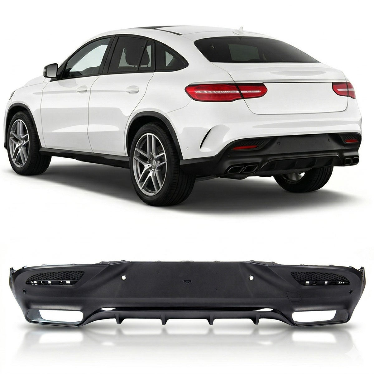 Heckstoßstange Diffusor Schwarz passend für Mercedes GLE Coupé C292 2015-2019