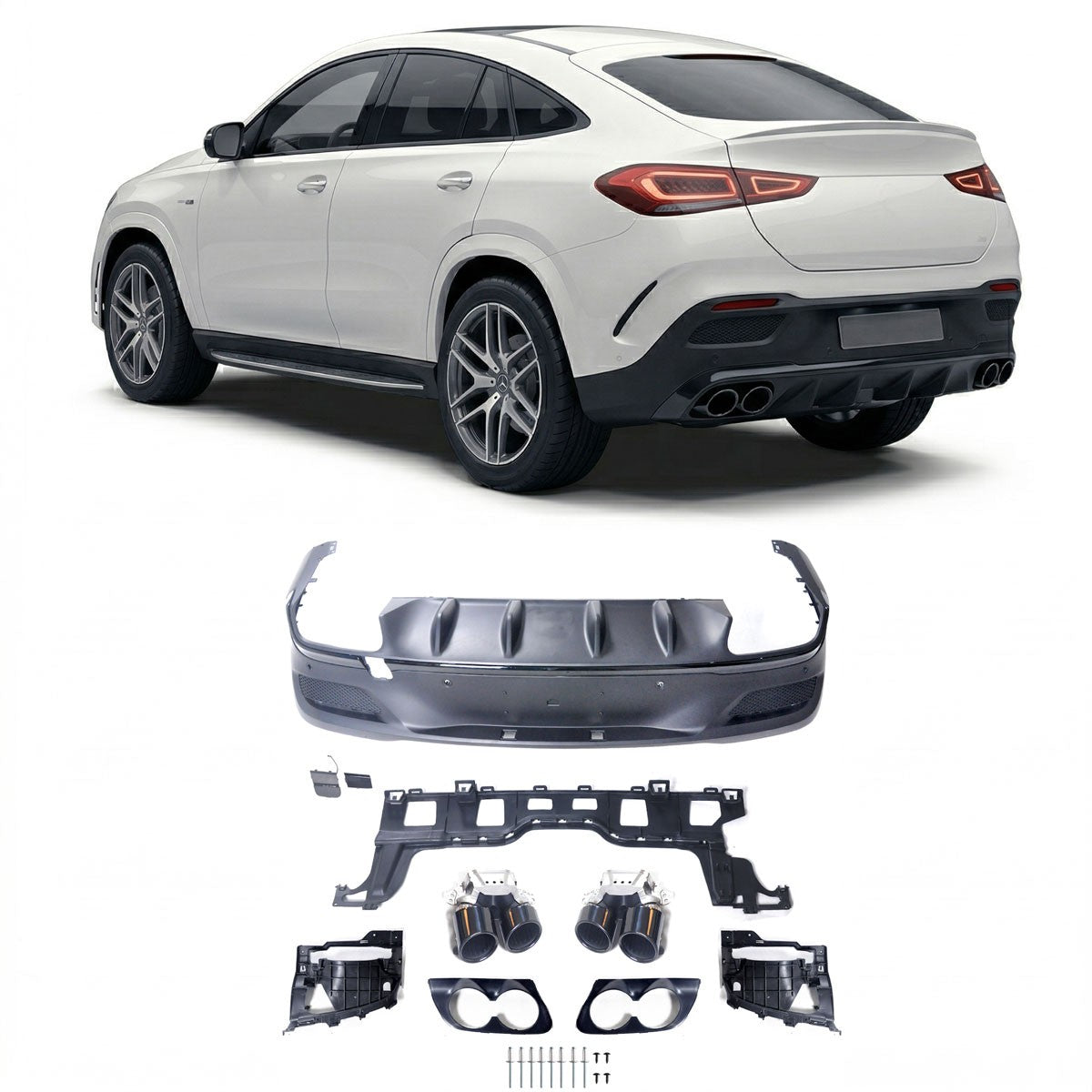 Heckdiffusor mit schwarzen Endrohren passend für Mercedes GLE Coupe C167 2019-heute