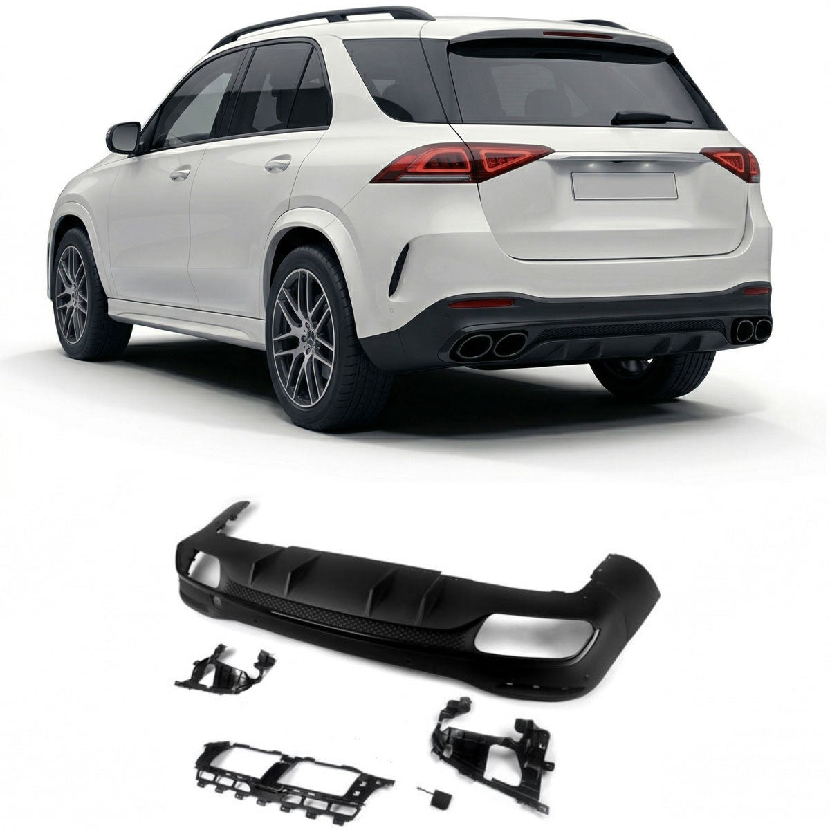 Sport Heckdiffusor mit schwarzen Auspuffendrohren passend für Mercedes GLE V167 2018-heute