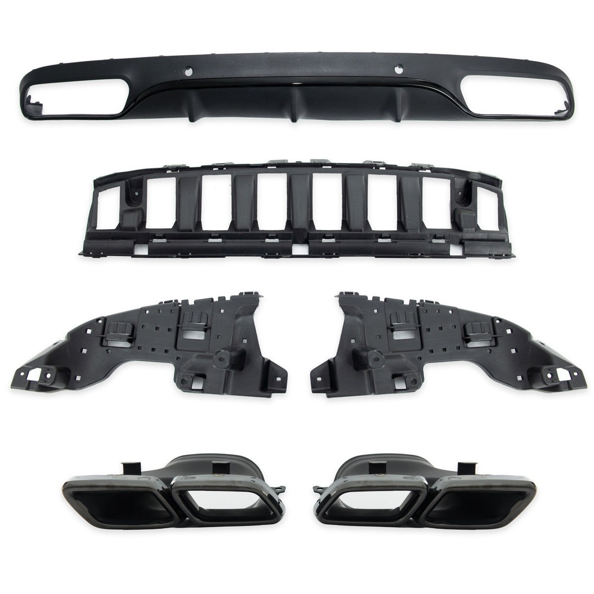 Heckstoßstange Diffusor & schwarze Auspuffendrohre passend für Mercedes C-Klasse C205 2015-2023