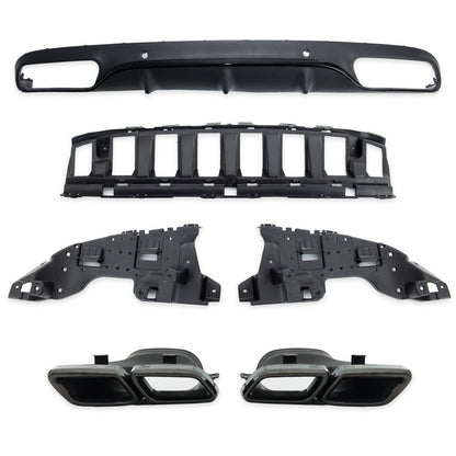 Heckstoßstange Diffusor & schwarze Auspuffendrohre passend für Mercedes C-Klasse C205 2015-2023