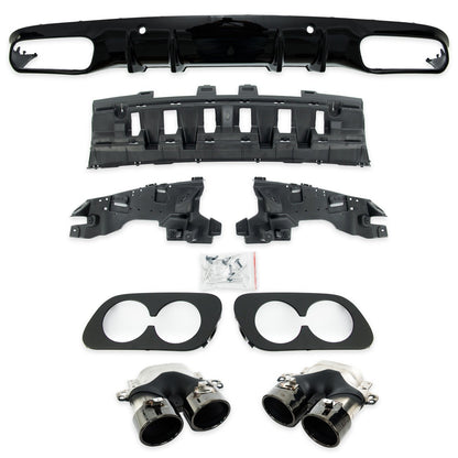 Heckdiffusor mit schwarzen Endrohren passend für Mercedes C-Klasse C205 A205 2015-2023