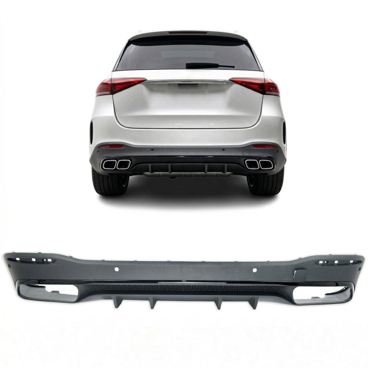 Heckstoßstange Diffusor mit Auspuffrohren passend für Mercedes GLE SUV (V167) 2018-2024