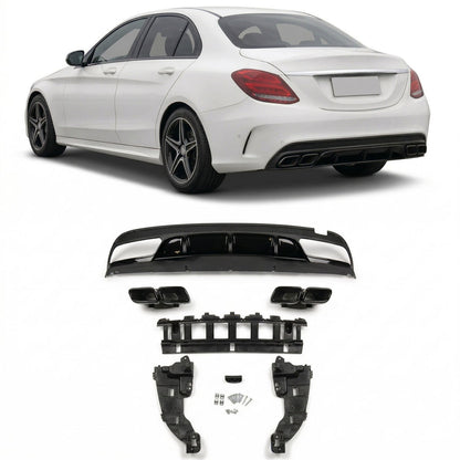 Heckstoßstange Diffusor mit schwarzen Endrohren passend für Mercedes C-Klasse W205 S205 2013-2021