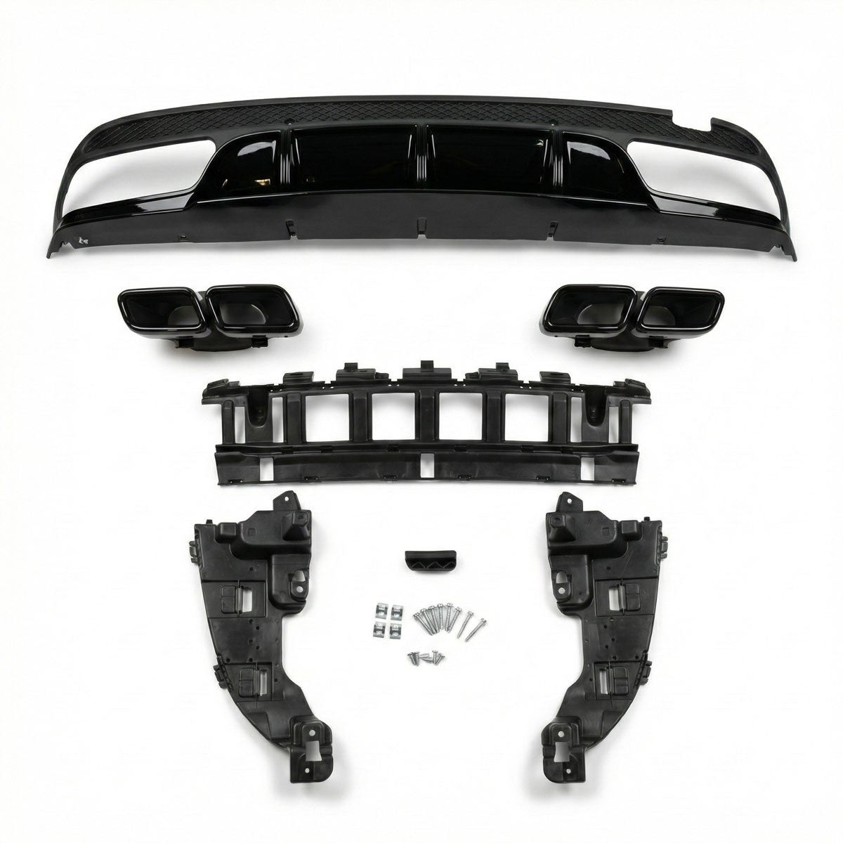 Heckstoßstange Diffusor mit schwarzen Endrohren passend für Mercedes C-Klasse W205 S205 2013-2021
