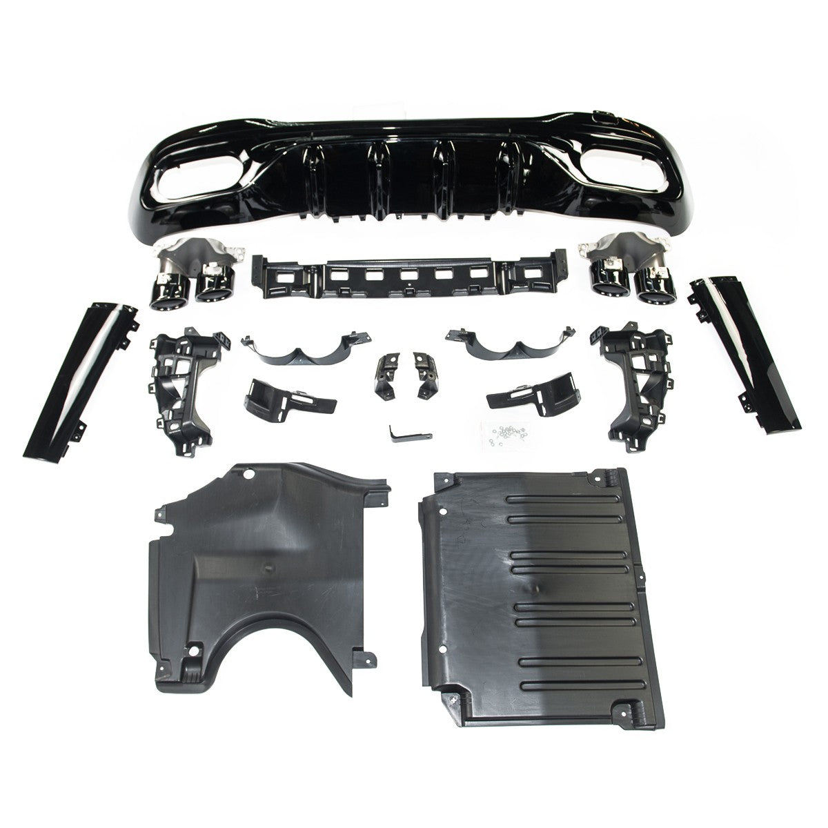 Heckstoßstange Diffusor mit schwarzen Endrohren passend für Mercedes C-Klasse W206 2021-