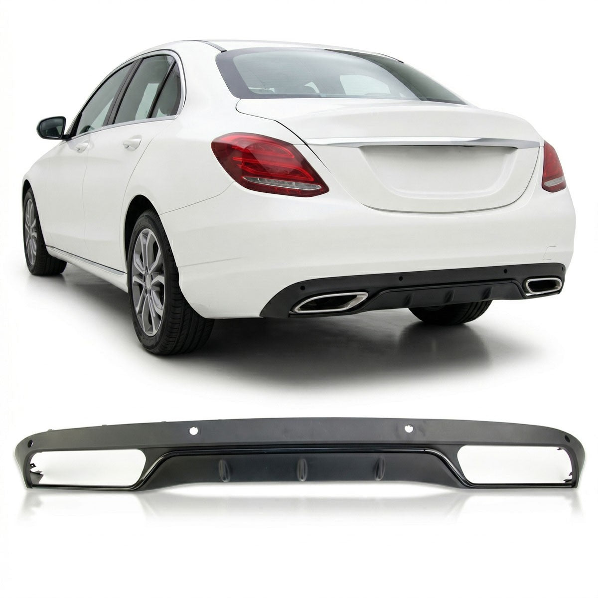 Heckstoßstange Diffusor Schwarz passend für Mercedes C-Klasse W205 Limousine Kombi 2013-2018