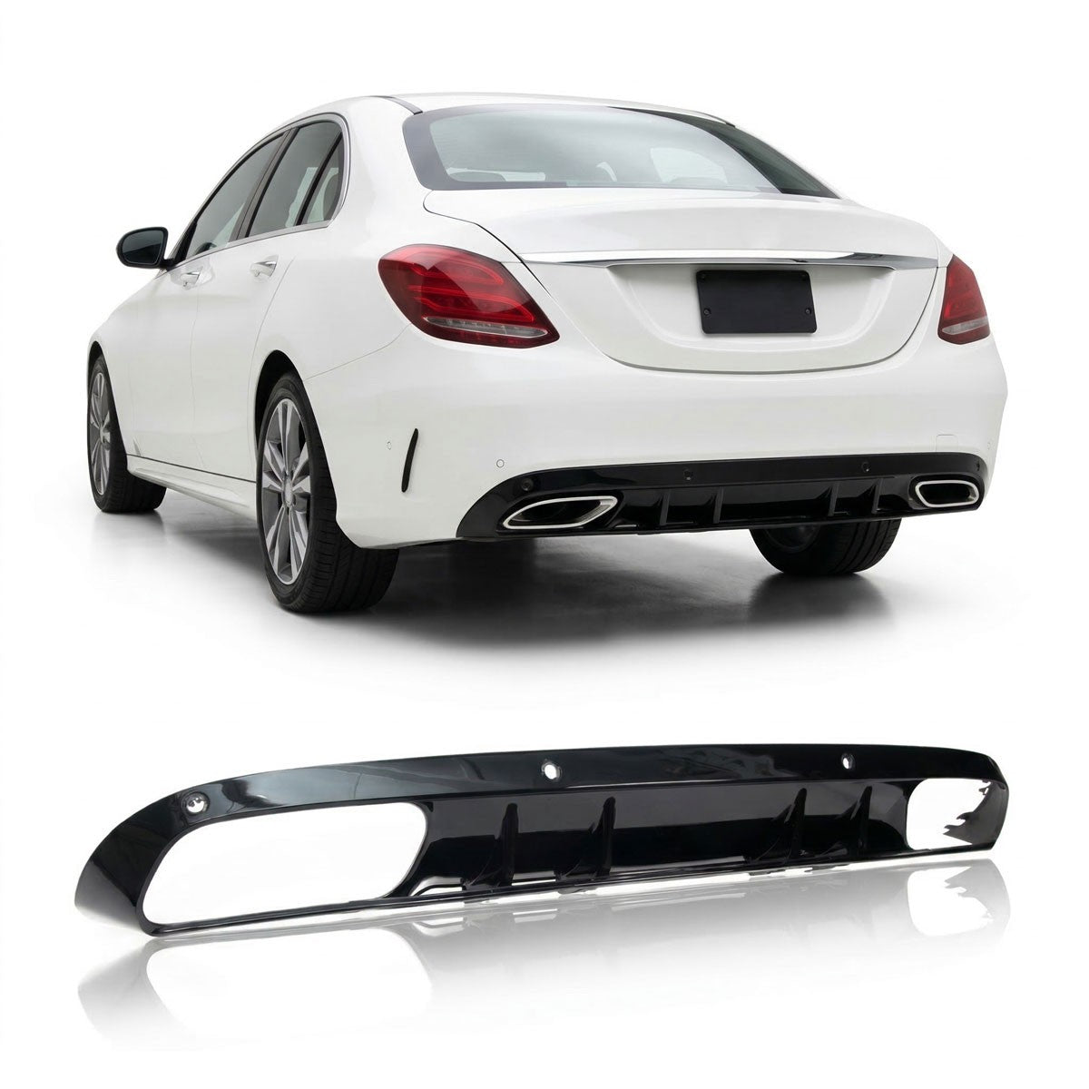 Heckdiffusor Hochglanz Schwarz passend für Mercedes C-Klasse W205 2015-2021