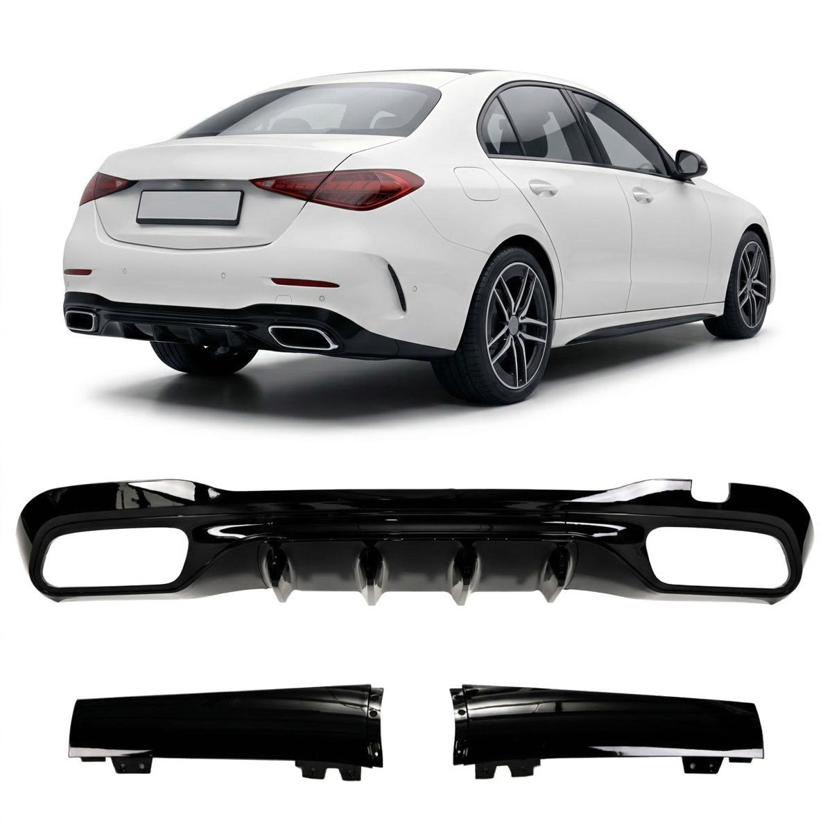 Heckdiffusor Hochglanz Schwarz passend für Mercedes C-Klasse W206 2021-heute