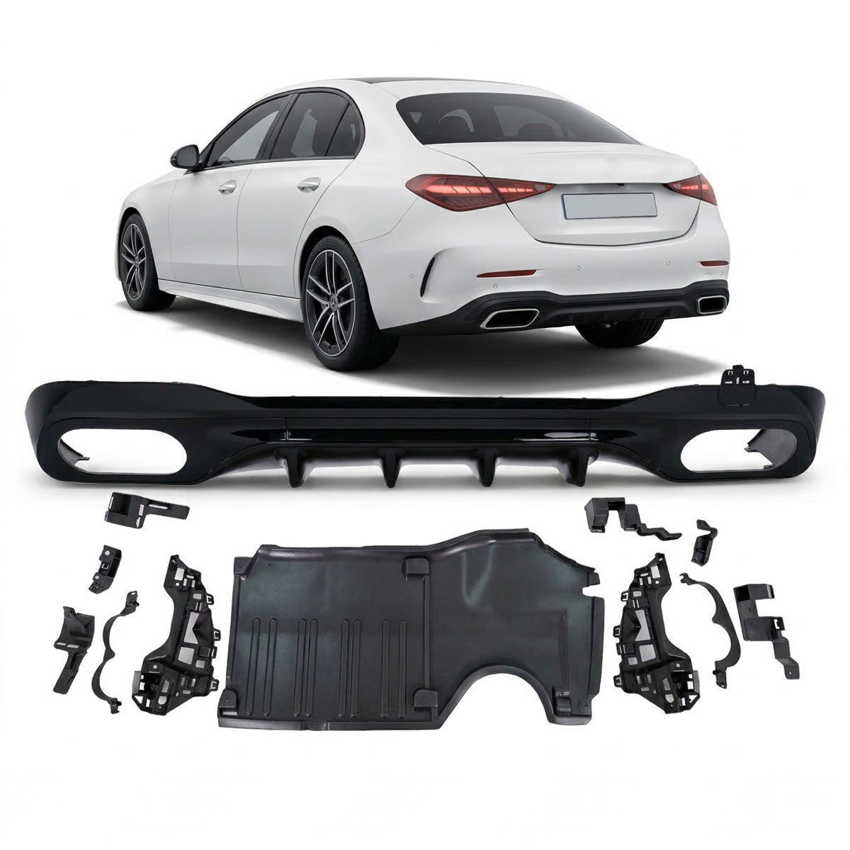 Heckdiffusor Hochglanz Schwarz passend für Mercedes C-Klasse W206 2021-