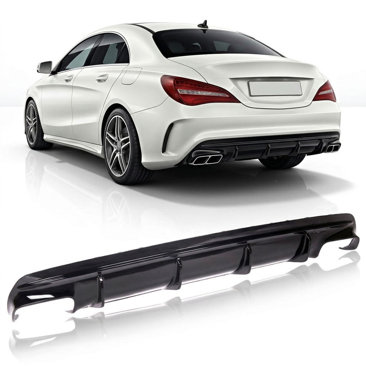Heckstoßstange Diffusor Hochglanz Schwarz passend für Mercedes CLA C117 2013-2019