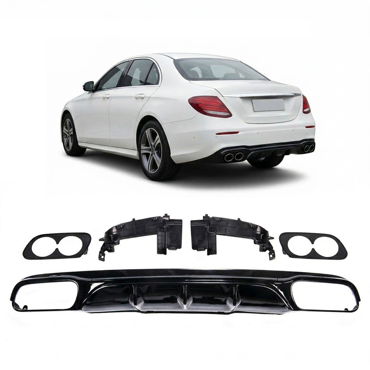 Heckdiffusor Hochglanz Schwarz passend für Mercedes E-Klasse W213 2016-2023