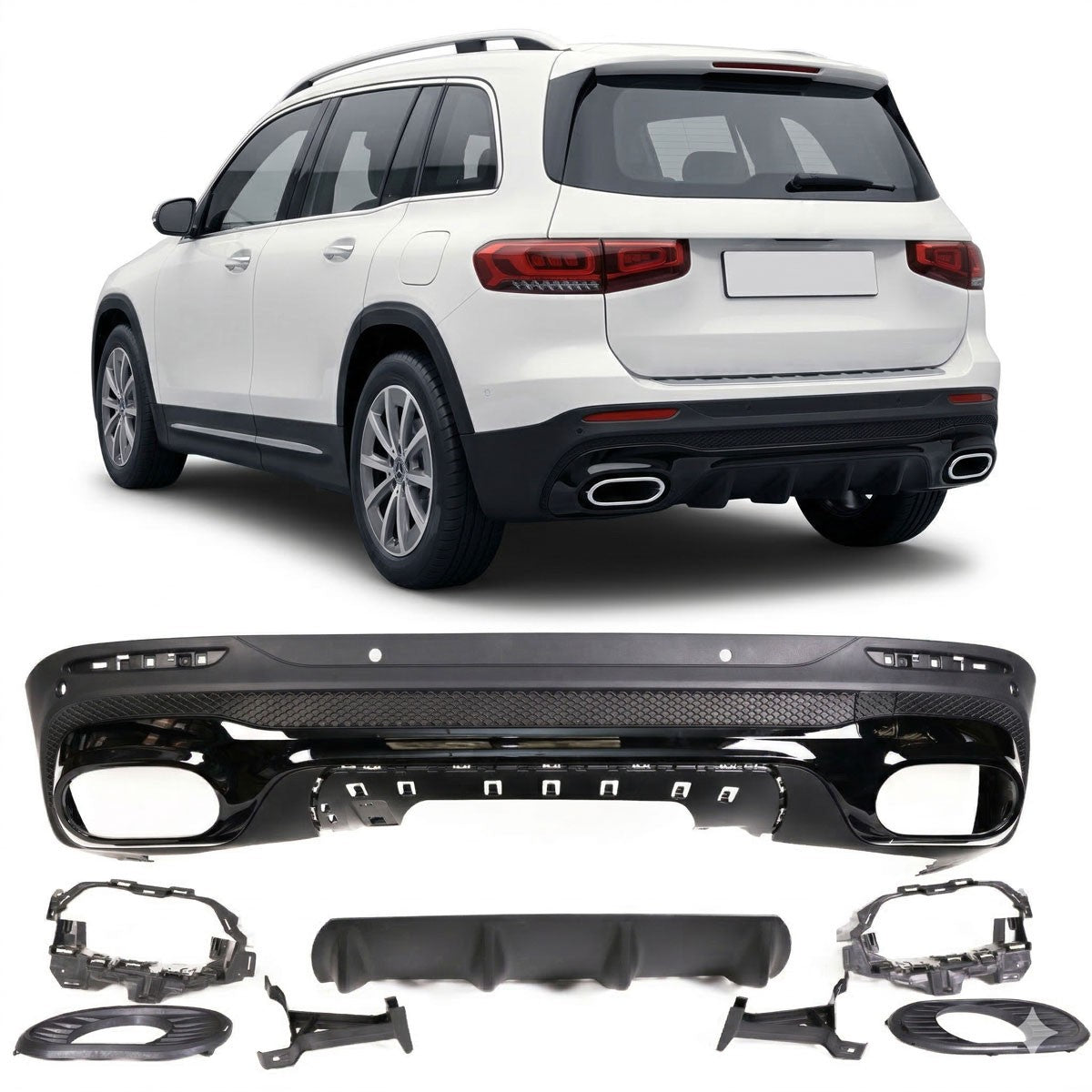 Heckstoßstange Diffusor Schwarz passend für Mercedes GLB X247 2019-heute