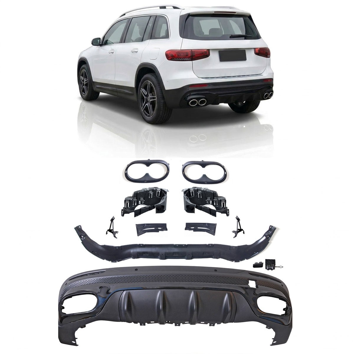 Heckstoßstange Diffusor Schwarz passend für Mercedes GLB X247 2019-heute
