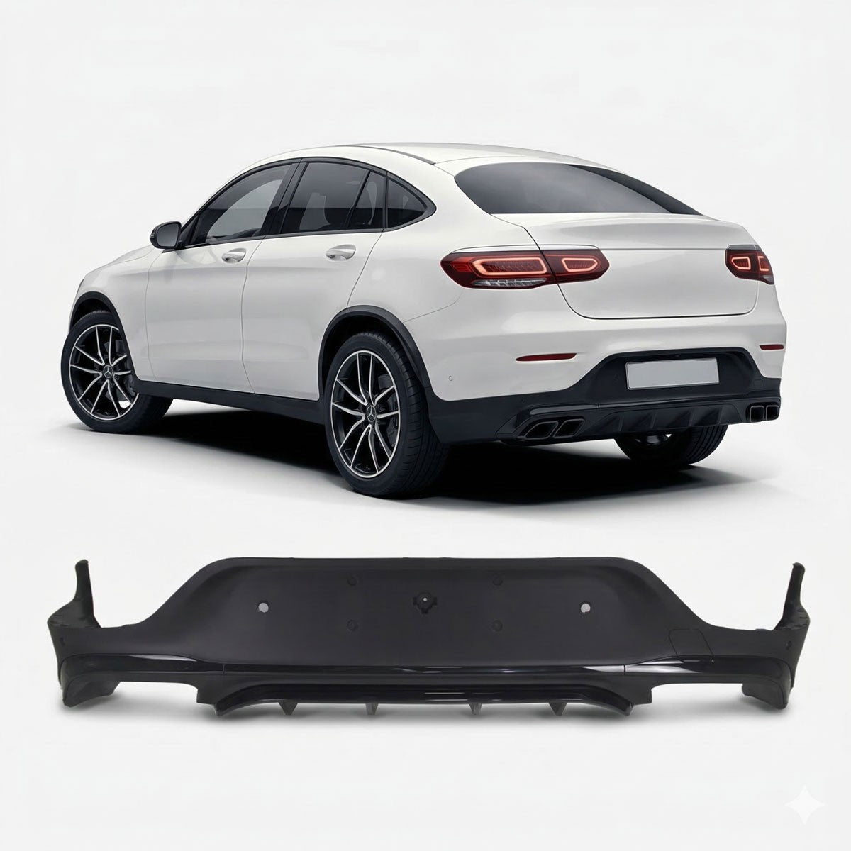 Heckstoßstange Diffusor Schwarz passend für Mercedes GLC Coupé C253 2020-2023