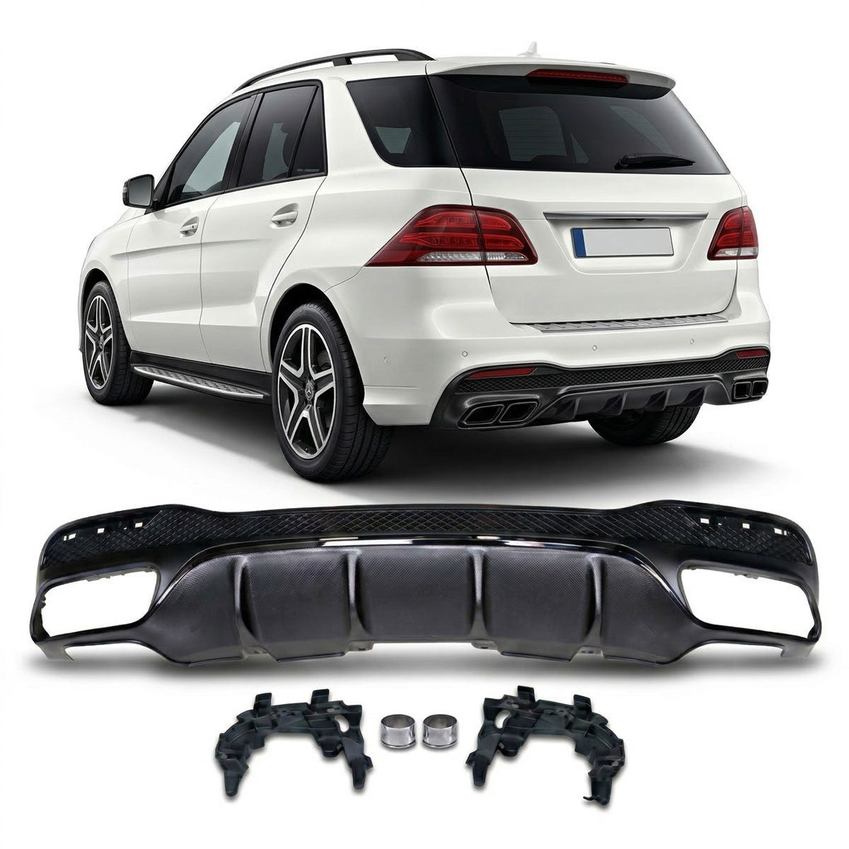 Heckstoßstange Diffusor Schwarz passend für Mercedes GLE W166 SUV 2015-2018