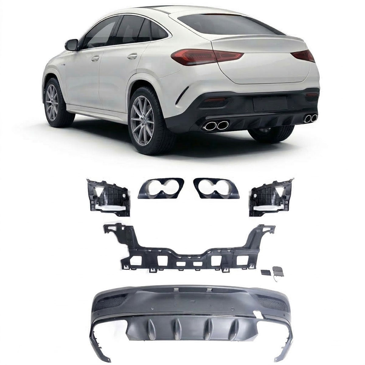 Heckstoßstange Diffusor Schwarz passend für Mercedes GLE Coupe C167 2019-2024