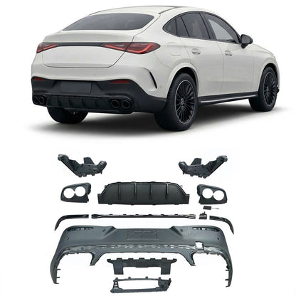 Heckdiffusor mit schwarzen runden Rohren passend für Mercedes GLC Coupe C254 2023+