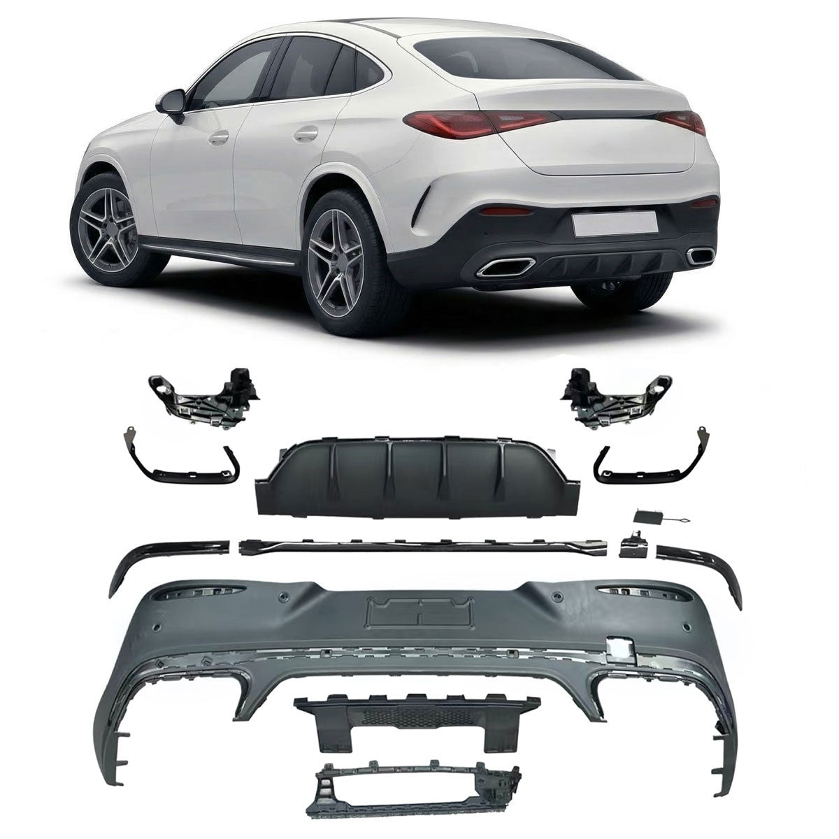 Heckdiffusor schwarz passend für Mercedes GLC Coupe C254 2023+ AMG-Line