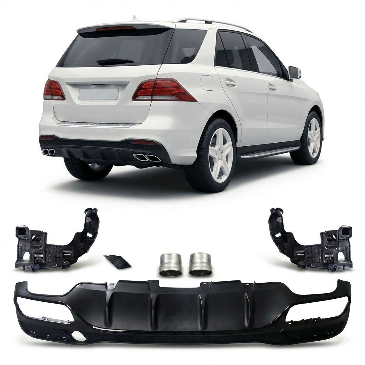 Heckdiffusor & schwarze Endrohre passend für Mercedes GLE SUV W166 2015-2018