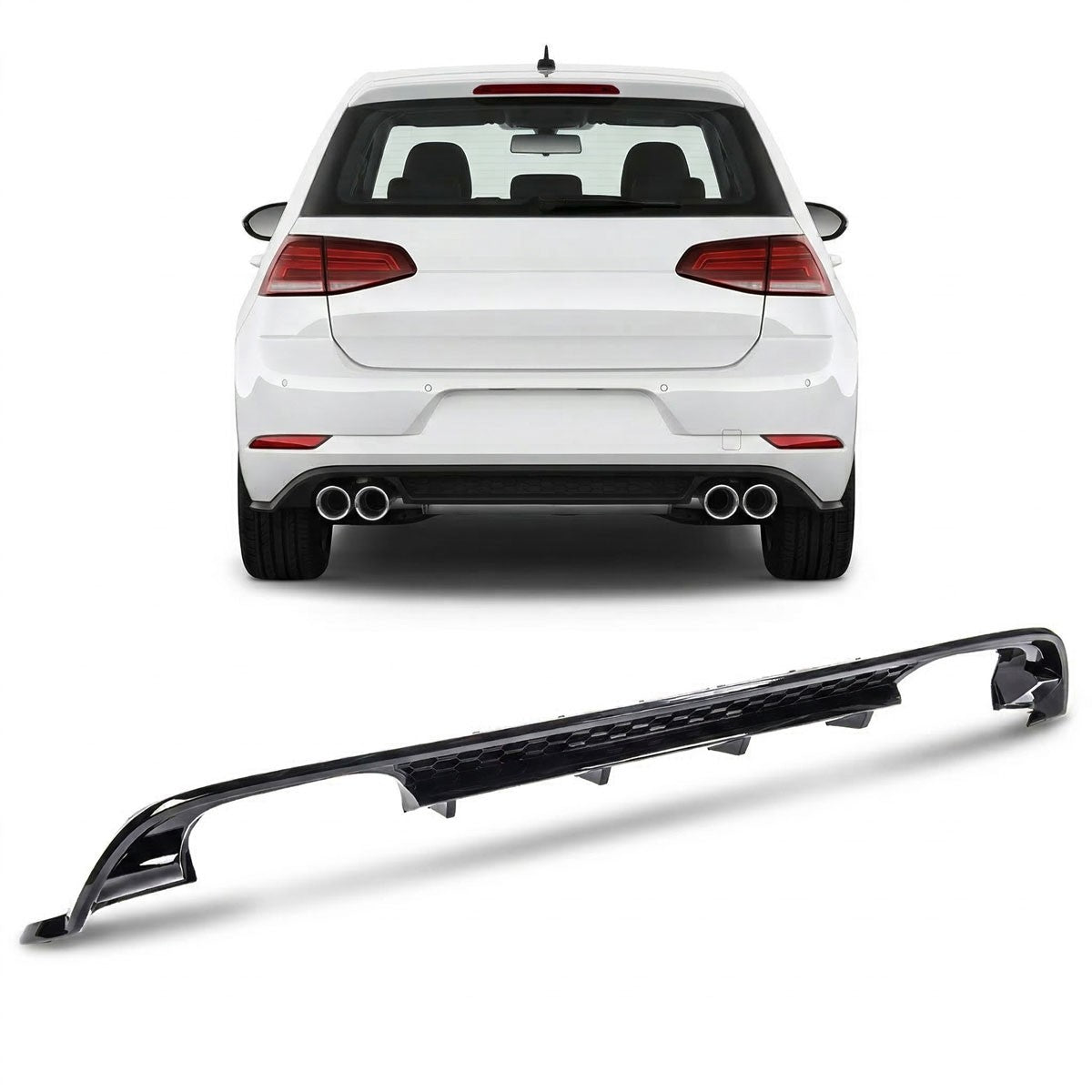 Heckstoßstange Diffusor Hochglanz Schwarz passend für VW Golf 7.5 2017-2021