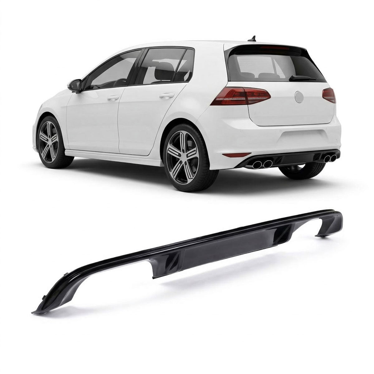 Heckstoßstange Diffusor Hochglanz Schwarz passend für VW Golf 7 2012-2017