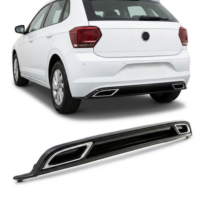 Heckdiffusor Hochglanz Schwarz & Chrom passend für VW Polo VI 2017-2021