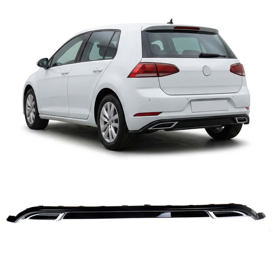 Heckstoßstange Diffusor Hochglanz Schwarz Chrom passend für VW Golf 7.5 Hatchback 2017-2021