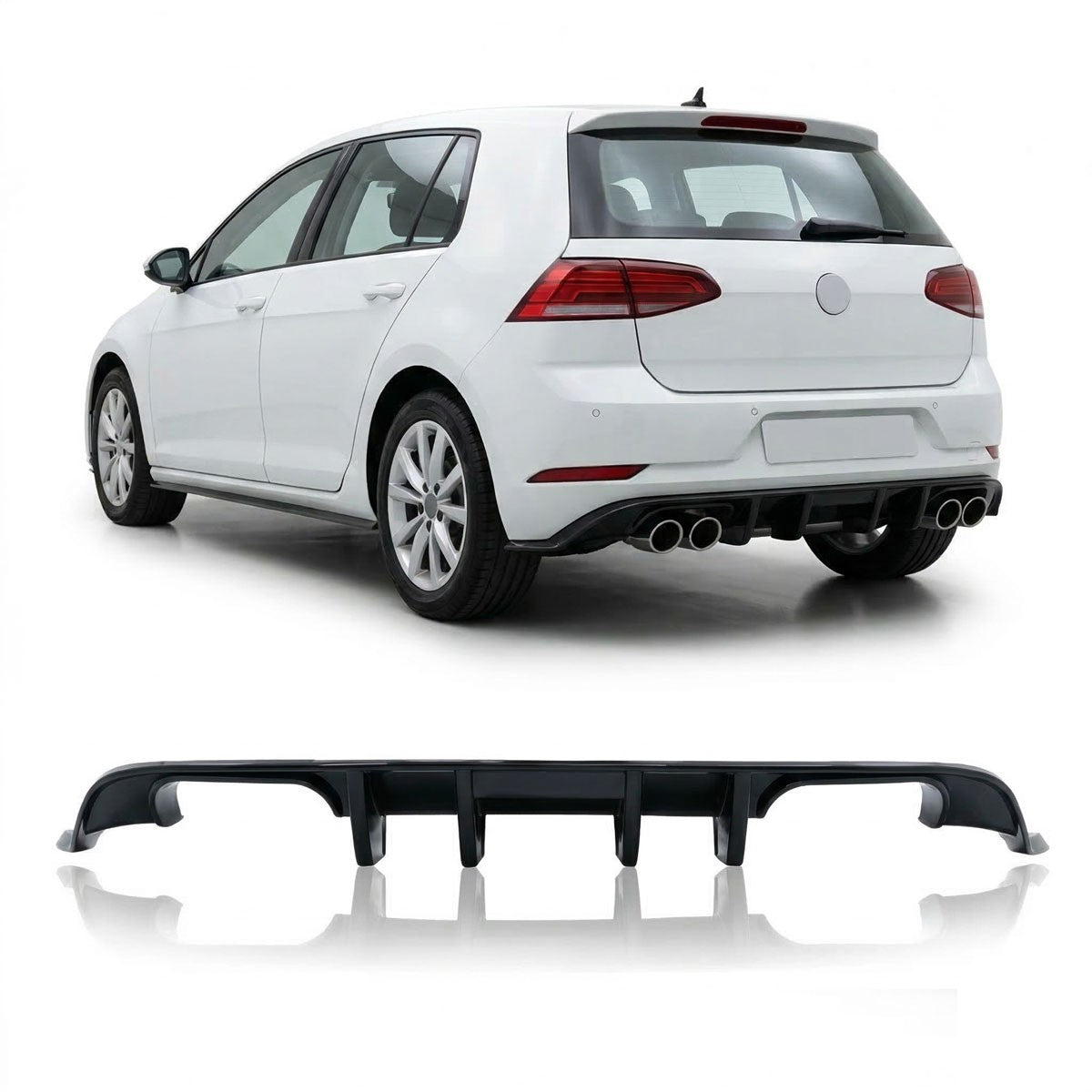 Heckstoßstange Diffusor Hochglanz Schwarz passend für VW Golf 7.5 Facelift 2017-2019