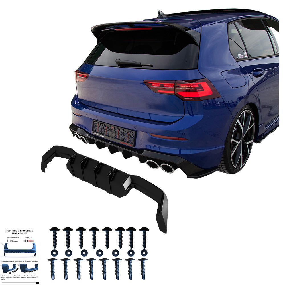 Heckdiffusor passend für VW Golf MK 8 R 2020+ Hochglanz Schwarz