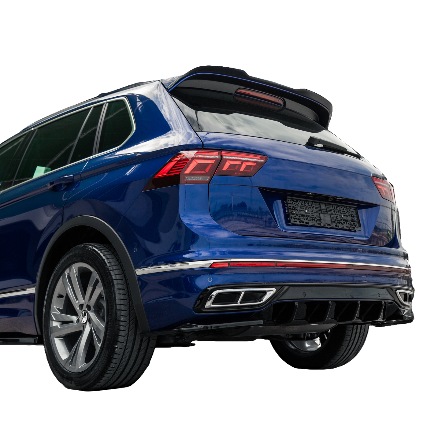 Heckstoßstange Diffusor passend für VW Tiguan R-Line Mk2 Facelift 2020-2024 Hochglanz Schwarz