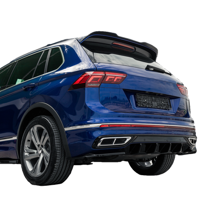 Heckstoßstange Diffusor passend für VW Tiguan R-Line Mk2 Facelift 2020-2024 Hochglanz Schwarz