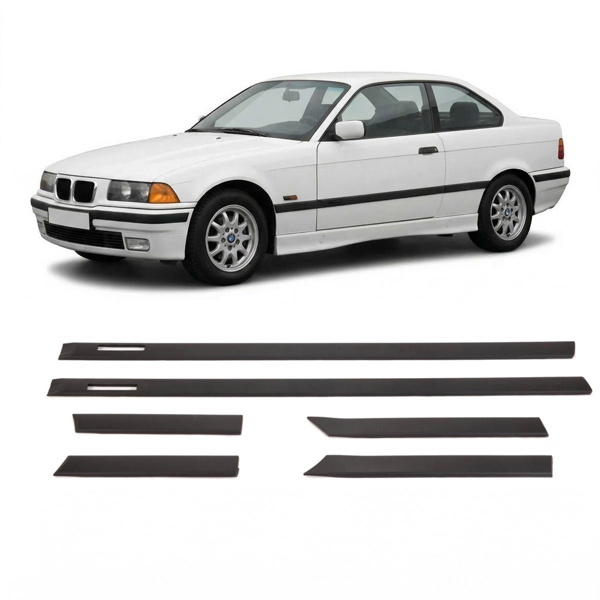 Türverkleidung Trim 6-teilig Set Matt Schwarz passend für BMW 3er E36 1991-1999