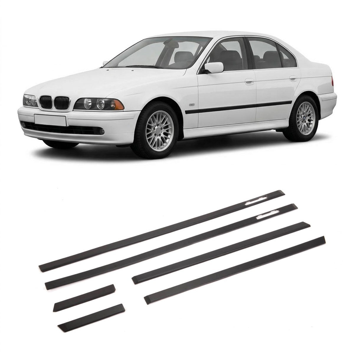 Matt Schwarz Türverkleidung Zierleisten Set 6-teilig passend für BMW 5er E39 1995-2003