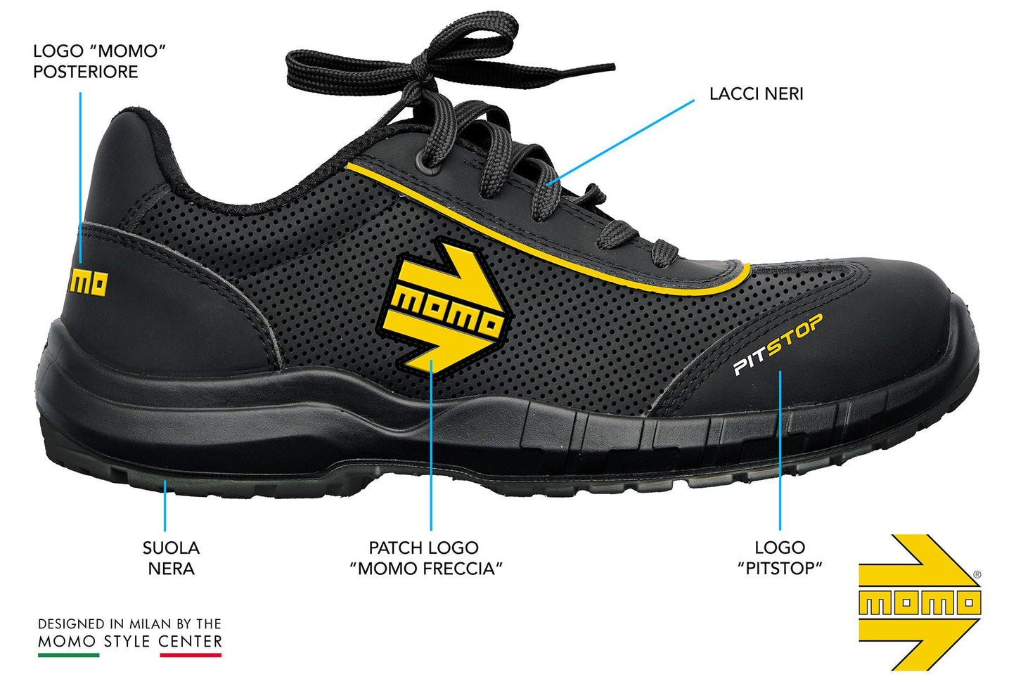 MOMO PIT STOP Mechanic Schuhe Schwarz Größe 44