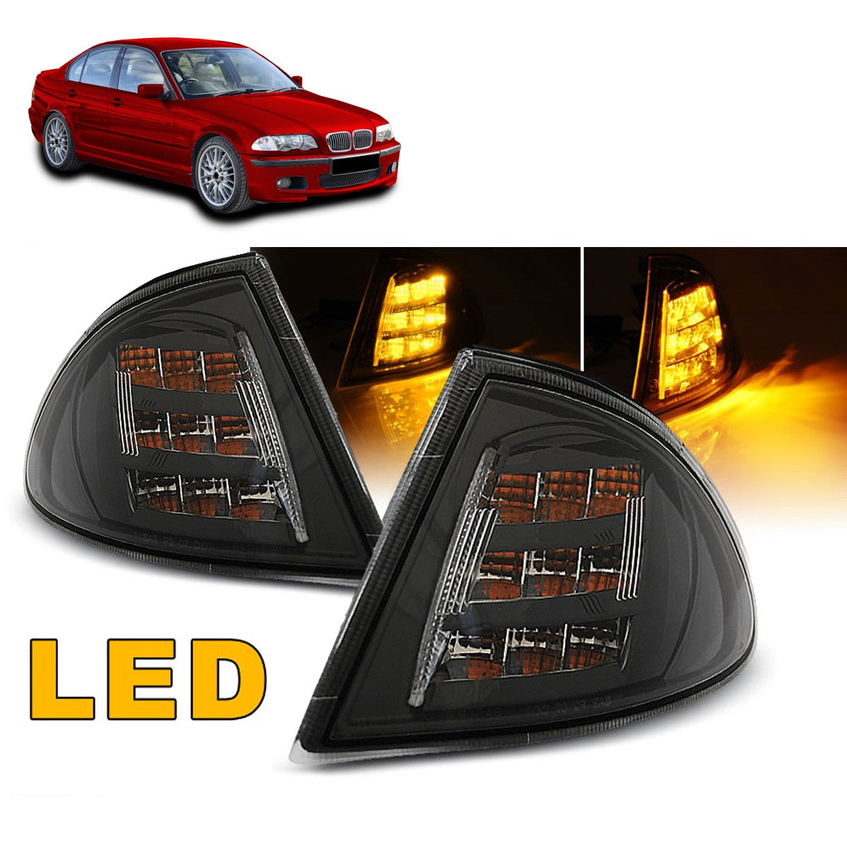 Frontblinker Schwarz LED passend für BMW E46 05.98-08.01