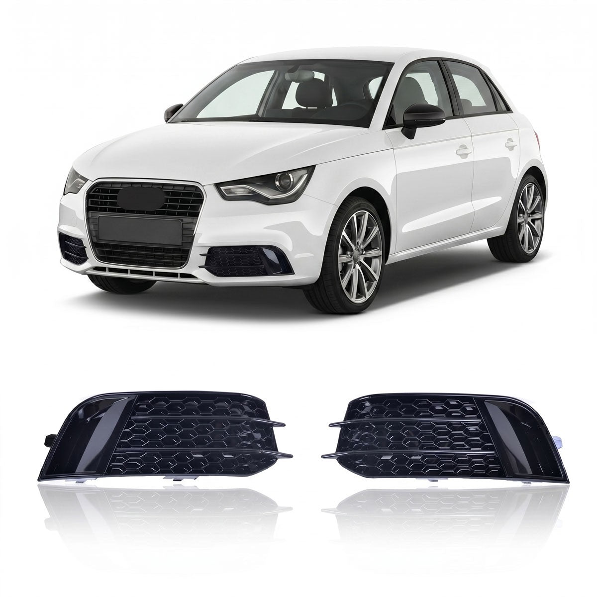 Hochglanz Schwarz Nebelscheinwerferabdeckungen passend für Audi A1 8X 2010-2015