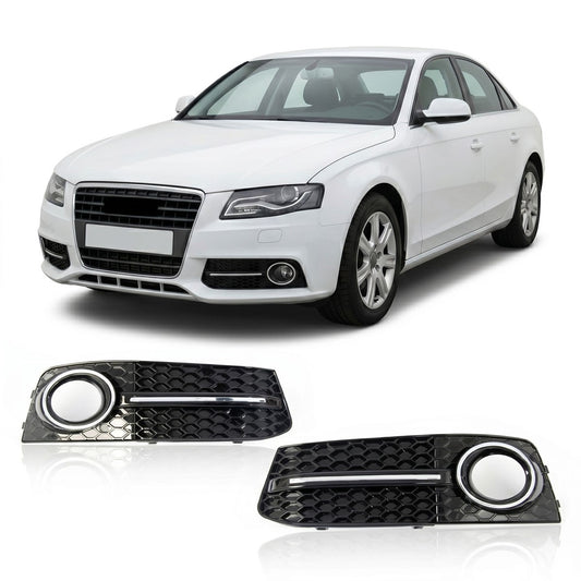 Nebelscheinwerferabdeckungen Chrom & Schwarz passend für Audi A4 B8 8K 2008-2011