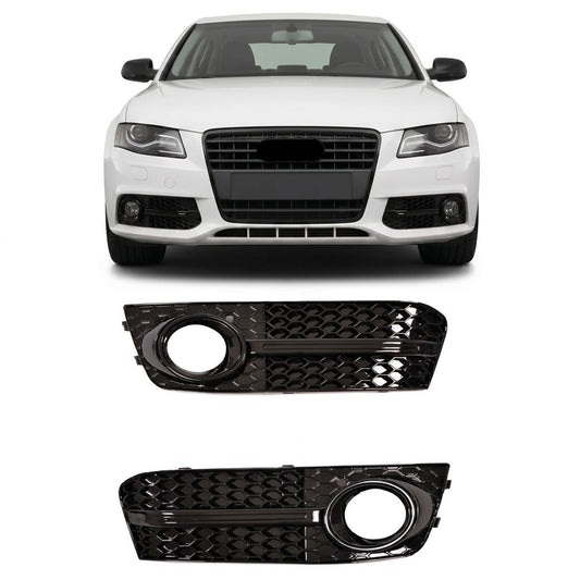 Nebelscheinwerferabdeckungen Hochglanz Schwarz passend für Audi A4 B8 8K 2008-2011