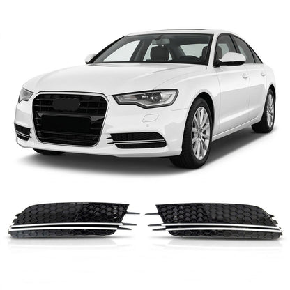 Nebelscheinwerfer Abdeckungen Hochglanz Schwarz Silber passend für Audi A6 C7 2011-2014