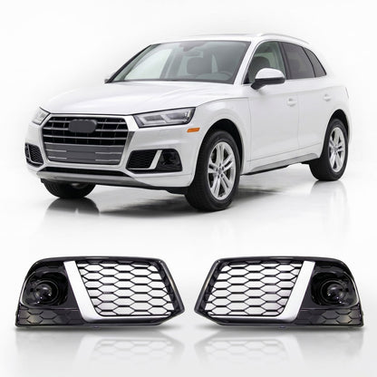 Nebelscheinwerfer Abdeckungen Silber & Hochglanz Schwarz passend für Audi Q5 FY 2017-2020