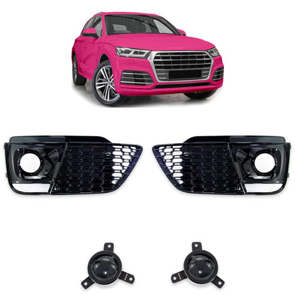Nebelscheinwerfer Abdeckungen Set Hochglanz Schwarz passend für Audi Q5 FY 2017-2020