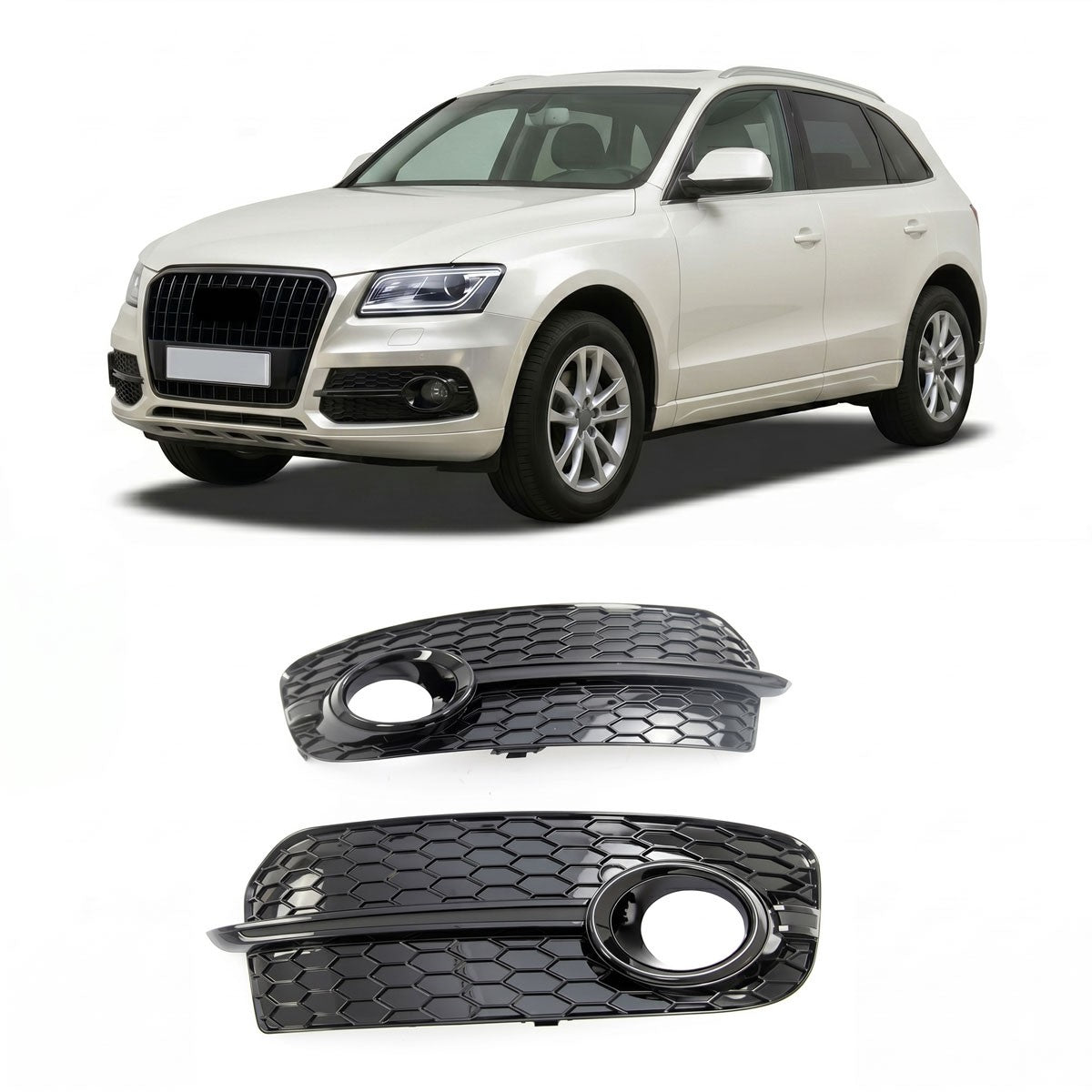 Nebelscheinwerferabdeckungen Set Hochglanz Schwarz passend für Audi Q5 8R 2012-2017