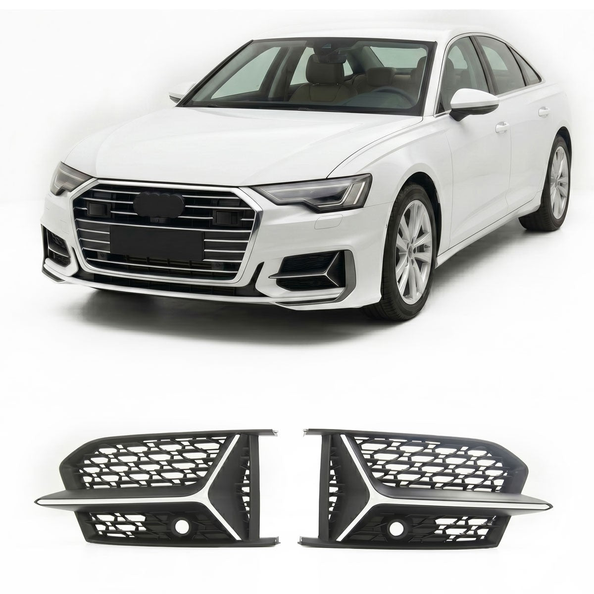 Sport Nebelscheinwerfer Abdeckungen Silber passend für Audi A6 C8 2019-2021