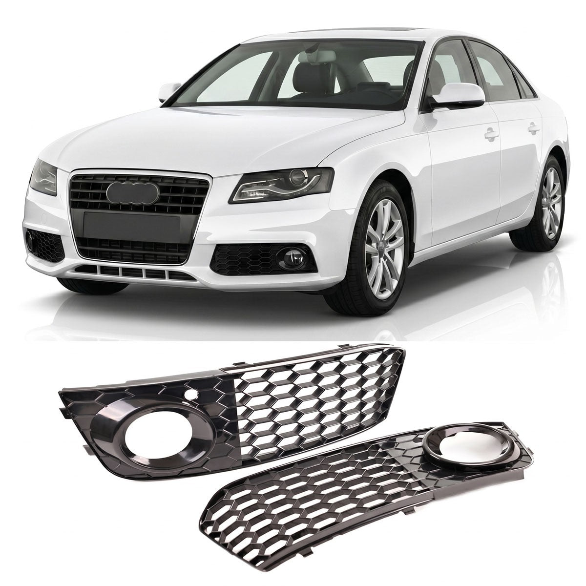 Nebelscheinwerferabdeckungen Hochglanz Schwarz passend für Audi A4 B8 8K 2007-2011